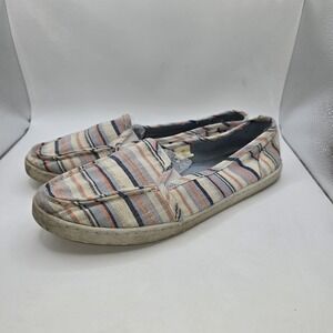 US & Sports Women's Size 10 Striped Canvas Slip-On Flats Loafers Casual Beach